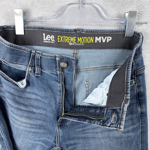 Lee Straight Leg Jeans Mens Size 32X32 Extreme Motion Slim Fit 102018456 Blue - Picture 5 of 12